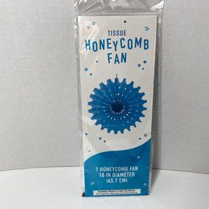 6 Honey Comb Tissue Fan Party Decoration Blue